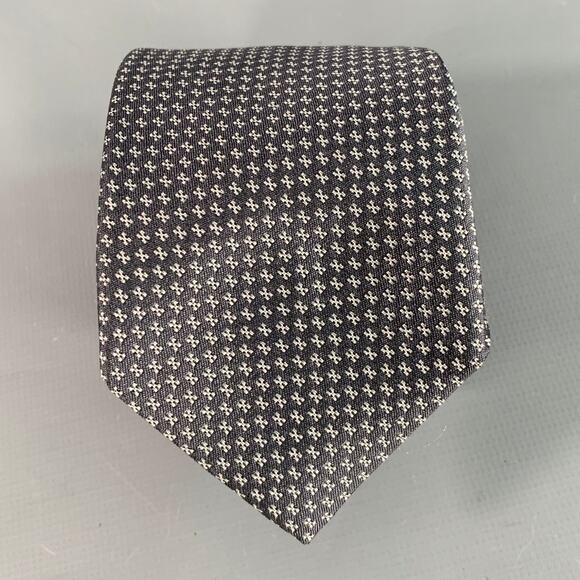 THEORY One Size Black White Dots Silk Jacquard Skinny Tie - Picture 1 of 5